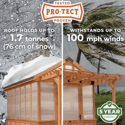 Backyard Discovery Bellerose 9′ x 6′ Cedar Wood Greenhouse Kit Light Brown