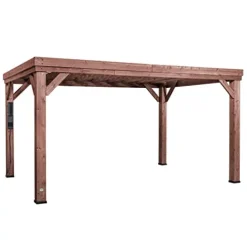 Backyard Discovery Brockton 14′ x 10′ Modern Cedar Wood Pergola Kit Dark Walnut