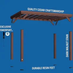 Backyard Discovery Brockton 14′ x 10′ Modern Cedar Wood Pergola Kit Dark Walnut