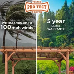 Backyard Discovery Brockton 14′ x 10′ Modern Cedar Wood Pergola Kit Dark Walnut