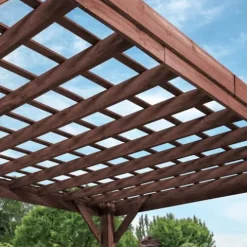 Backyard Discovery Brockton 14′ x 10′ Modern Cedar Wood Pergola Kit Dark Walnut