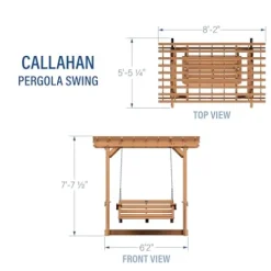Backyard Discovery Callahan Cedar Wood Outdoor Pergola Swing Bench Light Brown
