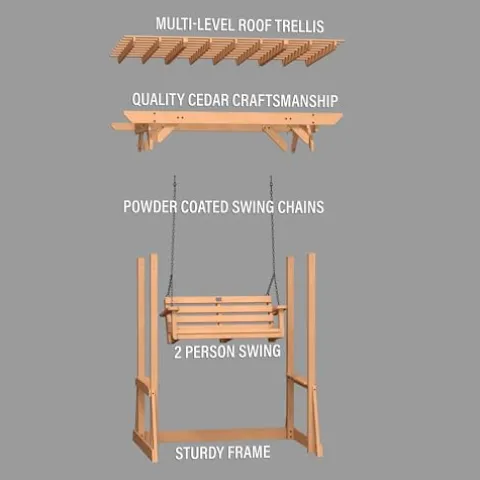 Backyard Discovery Callahan Cedar Wood Outdoor Pergola Swing Bench Light Brown
