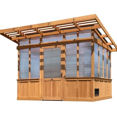 Backyard Discovery Poppy 11′ x 7′ Cedar Wood Greenhouse Kit Light Brown