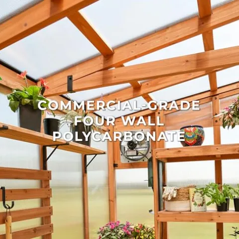 Backyard Discovery Poppy 11′ x 7′ Cedar Wood Greenhouse Kit Light Brown