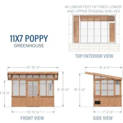 Backyard Discovery Poppy 11′ x 7′ Cedar Wood Greenhouse Kit Light Brown