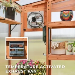 Backyard Discovery Poppy 11′ x 7′ Cedar Wood Greenhouse Kit Light Brown