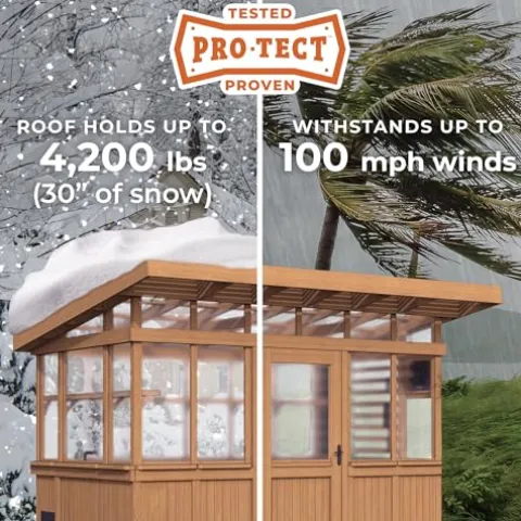 Backyard Discovery Poppy 11′ x 7′ Cedar Wood Greenhouse Kit Light Brown