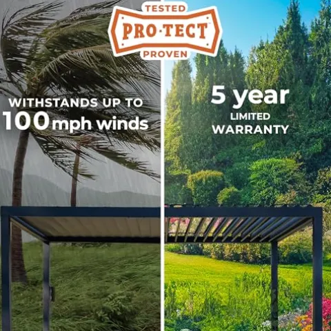 Backyard Discovery Sarasota 20′ x 10′ Galvanized Steel Pergola Kit with Adjustable Roof Black