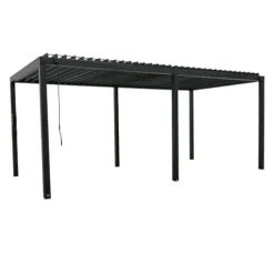 Backyard Discovery Sarasota 20′ x 10′ Galvanized Steel Pergola Kit with Adjustable Roof Black