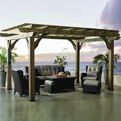 Backyard Discovery Somerville Cedar Wood Pergola Kit Barnwood Grey