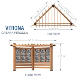 Backyard Discovery Verona 12′ x 8′ Cedar Wood Cabana Corner Pergola Without Furniture