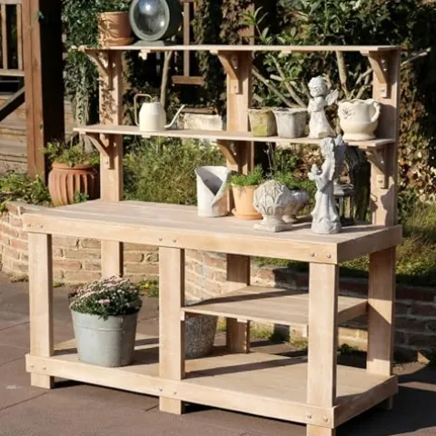 Bakufu Outdoor Garden Potting Bench Open Shelf 4 Layer Multifunction Storage Brown