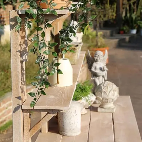 Bakufu Outdoor Garden Potting Bench Open Shelf 4 Layer Multifunction Storage Brown