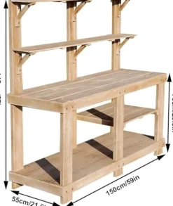 Bakufu Outdoor Garden Potting Bench Open Shelf 4 Layer Multifunction Storage Brown