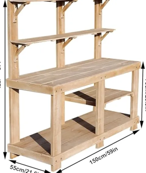 Bakufu Outdoor Garden Potting Bench Open Shelf 4 Layer Multifunction Storage Brown