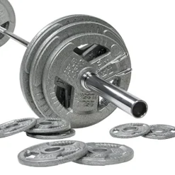 BalanceFrom Signature Fitness Cast Iron Olympic Weight Set with 7FT Barbell 300-Pound Black