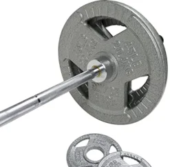 BalanceFrom Signature Fitness Cast Iron Olympic Weight Set with 7FT Barbell 300-Pound Black