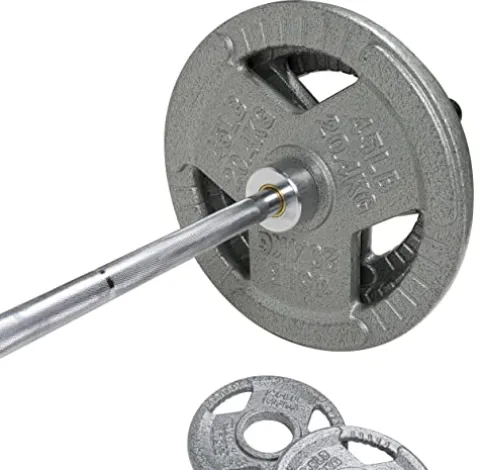 BalanceFrom Signature Fitness Cast Iron Olympic Weight Set with 7FT Barbell 300-Pound Black