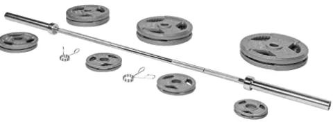 BalanceFrom Signature Fitness Cast Iron Olympic Weight Set with 7FT Barbell 300-Pound Black