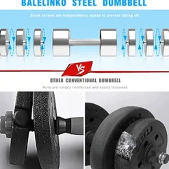 Balelinko Adjustable Chrome Dumbbell 55-85 lbs, Single