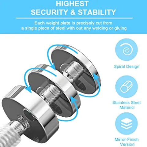 Balelinko Adjustable Chrome Dumbbell 55-85 lbs, Single