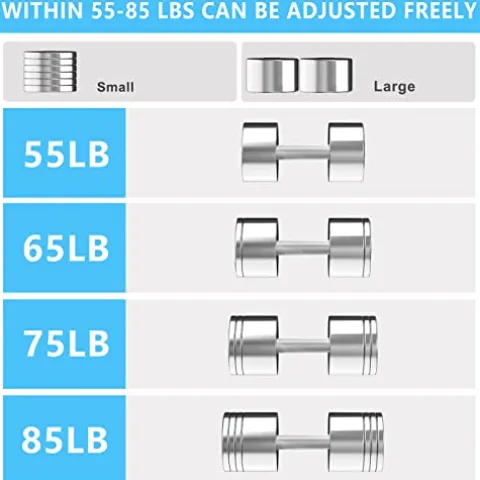 Balelinko Adjustable Chrome Dumbbell 55-85 lbs, Single
