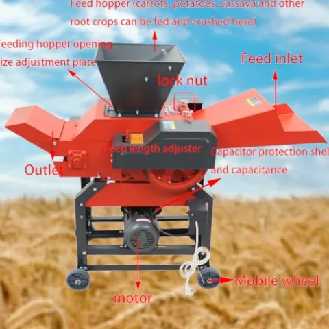 Banfluxion 220V 8-Blade Grass Cutter with Conveyor Belt Red