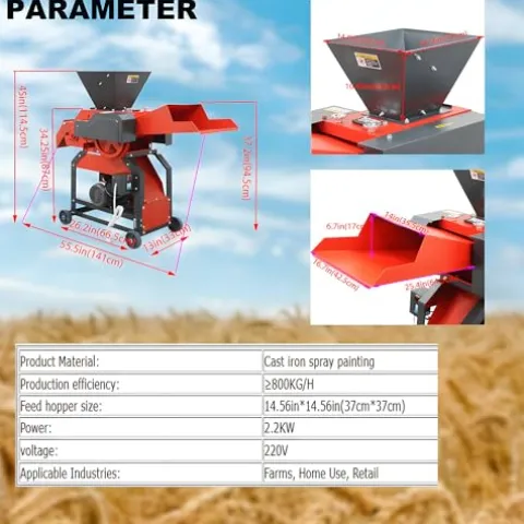 Banfluxion 220V 8-Blade Grass Cutter with Conveyor Belt Red