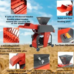 Banfluxion 220V 8-Blade Grass Cutter with Conveyor Belt Red