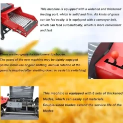 Banfluxion 220V 6-Blade Hay Cutter with Conveyor Belt Red