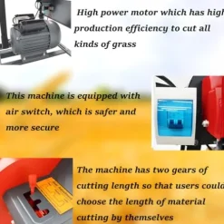 Banfluxion 220V 6-Blade Hay Cutter Pulverizer Red