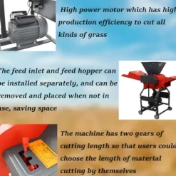 Banfluxion 220V 4-Blade Hay Cutter Pulverizer Red