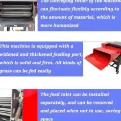 Banfluxion 220V 6-Blade Hay Cutter Pulverizer Grass Crusher Red