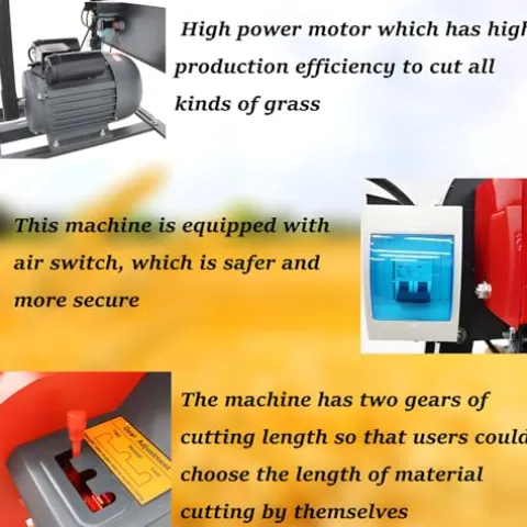 Banfluxion 220V 4-Blade Hay Cutter Pulverizer Red