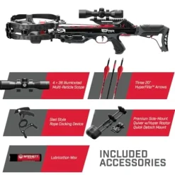 BARNETT Hyper Raptor Crossbow Package with 4×36 Scope, 3 HyperFlite Arrows Black