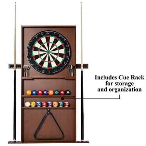 BARRINGTON 90″ Ball and Claw Leg Pool Table with Cue Rack and Dartboard Set Green Cloth