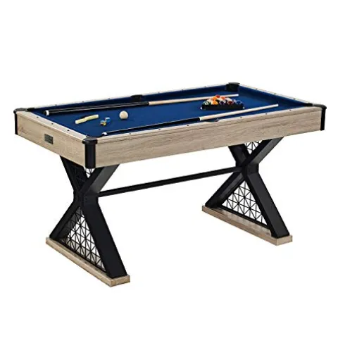 Barrington Billiards 5′ Brooks Drop Pocket Table Black/Blue/Light Wood Grain