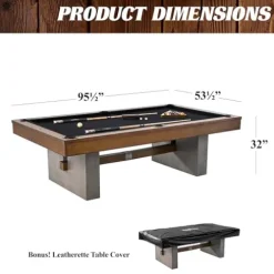 Barrington Billiards 8′ Urban Slate-Tech Pool Table Set Cement/Wood Grain/Black