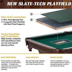 Barrington Billiards Arlington Slate-Tech Pool Table Dark Wood Grain/Green