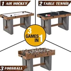 Barrington Billiards 3-in-1 Combination Game Table 54″ Wood Grain/Concrete