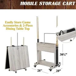 Barrington Billiards Monteray 7’ Drop Pocket Pool Table 3-in-1 Dining Top Table Tennis Gray/Black