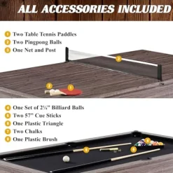 Barrington Billiards Monteray 7’ Drop Pocket Pool Table 3-in-1 Dining Top & Table Tennis Brown/Black