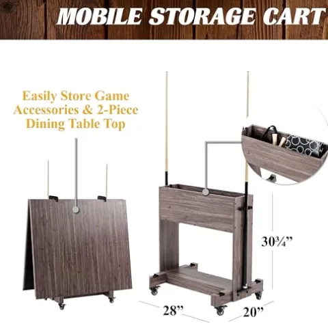 Barrington Billiards Monteray 7’ Drop Pocket Pool Table 3-in-1 Dining Top & Table Tennis Brown/Black