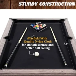 Barrington Billiards Monteray 7’ Drop Pocket Pool Table 3-in-1 Dining Top & Table Tennis Brown/Black