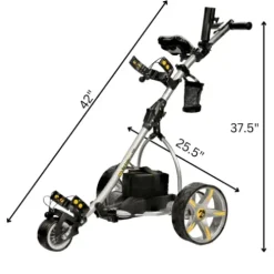 BAT-CADDY ELECTRIC GOLF CADDY X3R Sealed Lead 18-Hole Battery Powered Golf Push Cart Titanium Silver