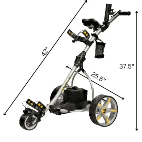 BAT-CADDY ELECTRIC GOLF CADDY X3R Sealed Lead 18-Hole Battery Powered Golf Push Cart Titanium Silver