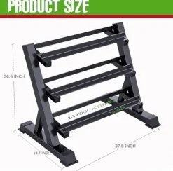 BBRUN Weight Dumbbells Set with Rack 450-550 lbs Black