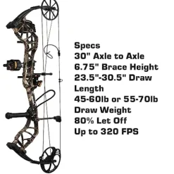 Bear Archery Species EV Ready to Hunt Compound Bow Package 60 lb Left Hand True Timber Strata