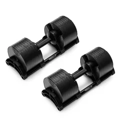 Bells of Steel Adjustable Dumbbells Set NUOBELL – Machined Steel Plates, Knurled Handle, Black 5-80 lb